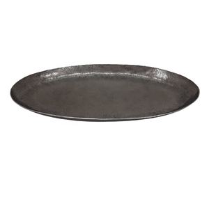 Plateau de service élégant en aluminium de luxe, martelé, ovale, finition nickelée noire, fabriqué à la main - Product Image 1