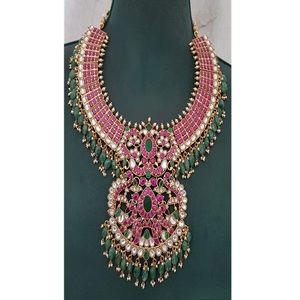 Ensemble de collier classique Jadau en laiton plaqué or de qualité supérieure, charmant, pour les femmes, à porter lors de mariages ou de fêtes, idéal comme cadeau - Product Image 2