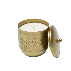 เชิงเทียนโลหะสีทองพิมพ์ลายทันสมัย |   เทียนหอมตกแต่งทันสมัยในโถแก้ว สำหรับตกแต่งบ้าน โรงแรม สำนักงาน และโต๊ะ - Product Image 1