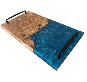 Bandeja de madera y resina para servir frutas de diseño moderno, forma cuadrada personalizada para el hogar y uso hecho a mano - Product Image 3