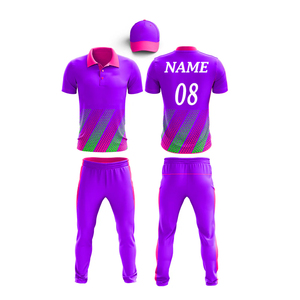 Ensemble uniforme de cricket rouge à manches courtes pour homme avec imprimé géométrique, en polyester respirant, coupe classique - Product Image 3