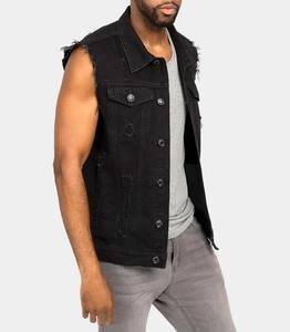 Chaleco vaquero para hombre, rasgado, de invierno, transpirable, con forro polar, cálido, negro, sin mangas, corte ajustado, informal, tipo chaqueta. - Product Image 5