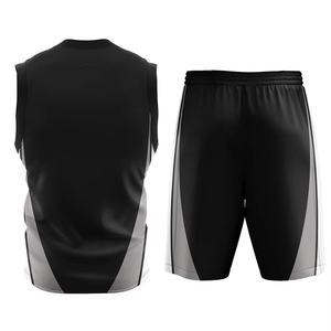 Conjunto de Uniforme de Baloncesto Sublimado Negro y Gris Personalizado, Jersey y Pantalones Cortos de Malla Transpirable de Secado Rápido, Kit Deportivo de Alta Elasticidad para Equipos - Product Image 3