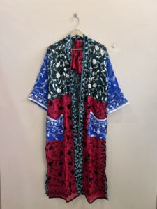 Robe kimono en viscose georgette colorée assortie pour femmes, veste longue brodée à la main style Phulkari - Product Image 6