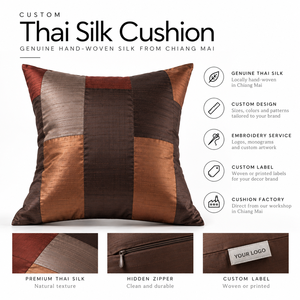 Housse de coussin en patchwork marron de luxe – Housse de coussin décorative faite à la main pour la décoration de la maison et les hôtels - Product Image 3