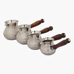 Engraved Metal Coffee Cezve With Wooden Handle Traditional Brewing <b>Pot</b> - Product Image 2