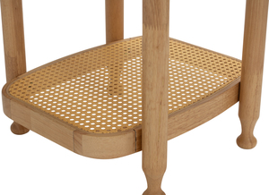 Modern Side <b>Table</b> Natural Malaysian Oak <b>Solid</b> <b>Wood</b> <b>Top</b> with Rattan Shelf End <b>Table</b> for Living Room Bedroom Home Cafe Furniture - Product Image 4
