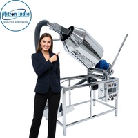 Micron India Mesin Pemanggang Drum Listrik Stainless Steel Tugas Berat 440V 100kg/jam untuk Memanggang Kacang Tanah, Biji Kopi, Biji-bijian, Garansi 1 Tahun, Plastik
