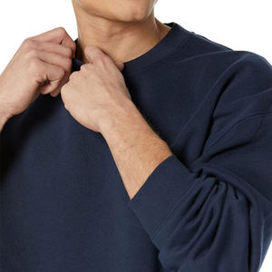 <b>Men's</b> <b>Navy</b> <b>Blue</b> Long Sleeve Knitted Cotton Casual V-Neck Solid <b>Shirt</b> Autumn Wear Custom Logo Printing Basics Cotton Blended <b>Men</b> - Product Image 6