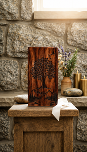 Handmade Wooden Cremation Urn Tree of Life <b>Memorial</b> Keepsake <b>Box</b> Brown Decorative Funeral Supply Custom Design - Product Image 4