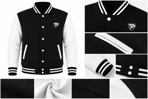 Dumela Custom Black <b>White</b> Varsity Bomber <b>Jacket</b> <b>Men</b> Embroidered Letterman Style Regular Fit Winter Outerwear - Product Image 3
