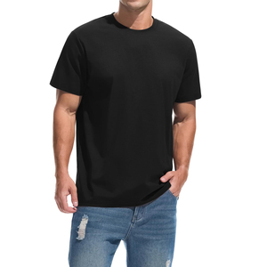 Camiseta Casual de Manga Corta para Hombre, Cuello Redondo, Corte Regular, Color Sólido, 100% Algodón Jersey, Tejido Liso Teñido - Product Image 1