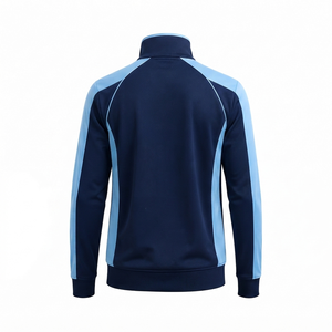 <b>Men's</b> Navy <b>Blue</b> Light <b>Blue</b> Color Blocking Varsity Jacket Full Zip Stand Collar Sporty Style Breathable Windproof Lightweight - Product Image 3