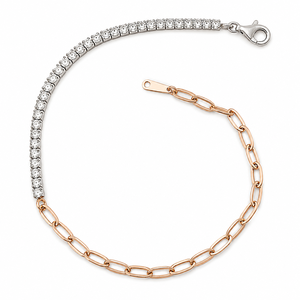 925 Sterling <b>Silver</b> Diamond Tennis <b>Chain</b> Bracelet for Women High Polish Two Tone Party Wedding Daily Wear Jewelry - Product Image 5