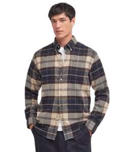 Camisa de algodón a cuadros gris oscuro, beige y negro para hombre, de manga larga, con botones, informal, de corte personalizado, fabricada por OEM. - Product Image 1