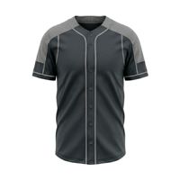 Jersey Baseball Biru Dongker Full Button dengan Trim Emas, Bahan Bernapas, Activewear Poliester/Katun, Kerah V, Bordir, Lengan Pendek, Profesional