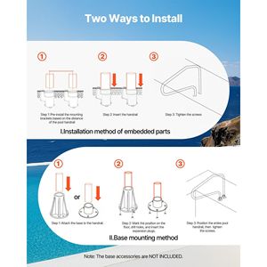 Rampe de piscine en acier inoxydable robuste de 48 x 32 pouces, capacité de charge de 220 lb, rail à soudure sans soudure pour échelle de piscine - Product Image 5