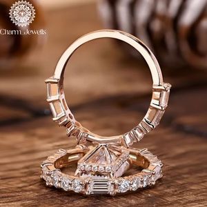 Anillo de Compromiso Charm_Jewells con Moissanita Corte Cojín, Plata Chapada en Oro Rosa, Engaste de Garras, Certificado IGI, Estilo Clásico para Mujer - Product Image 5