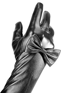Black Long <b>Gloves</b> for Women,Leather Fashion <b>Gloves</b> with Butterfly Bow - Product Image 3
