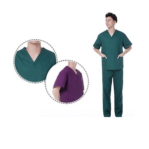 Ensemble de blouses médicales bleues à col en V pour hommes, manches courtes, uniforme d'hôpital, coton et polyester tissé, pour médecins et infirmières - Product Image 6