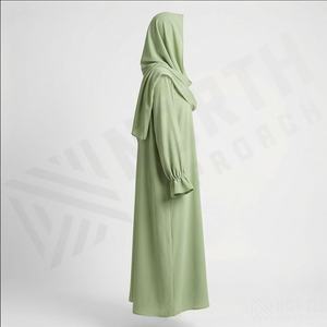 Nouvelle arrivée : Abaya unie avec poignets élastiques, manches ajustées, tendances de la mode modeste, abayas simples pour femmes, design élégant. - Product Image 3