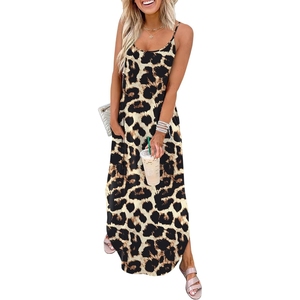 Robe longue tropicale décontractée pour femme, bretelles spaghetti, style vacances hawaïennes - Product Image 1