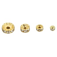 100 pièces d'entretoises en strass dorées anti-ternissement, anneaux de perles incrustés de zircon, perles entretoises pour la fabrication de bijoux DIY pour bracelets et colliers