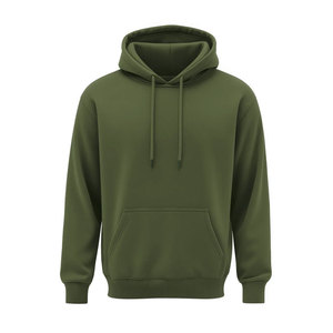 Men's Khaki Hooded Sweatshirt Regular Fit Cotton Fleece Casual Pullover Relaxed Fit Daily Wear Fleece Pullover Men Hoodie - Product Image 3