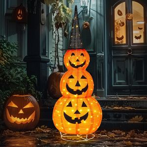 Decorazioni di Halloween da Esterno Pieghevoli e Illuminate da 1,5 m, Zucca Pre-Illuminata per Decorazioni Festive - Product Image 1