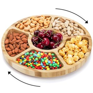 Bamboo Serving Tray with Removable Dividers | Wholesale Handcrafted Platters - Product Image 2