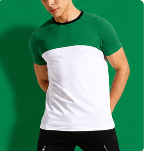 Men's Color Blocked Short Sleeve T-Shirt Loose Fit O-Neck Knitted Casual Sporty Digital Printing Jersey Blank - Product Image 5