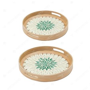 Trendy Decorative Rattan Tray On <b>Coffee</b> <b>Table</b> Capiz Shell Tray Kitchen <b>Display</b> Cutlery Set and Holder - Product Image 5