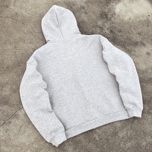 Sweat-shirt à capuche zippé unisexe Qianshi gris, décontracté, à carreaux, imprimé lettres, coupe classique, pour l'automne - Product Image 2