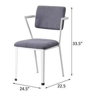 Sedia da Ufficio Imbottita con Schienale Aperto in Grigio e Bianco, Comoda Sedia da Scrivania - Product Image 6