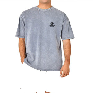 Camiseta Gris para Hombre, Lavado Ácido, Algodón, Oversize, Hombros Caídos, Estilo Vintage, Casual, Streetwear, Ligera - Product Image 4