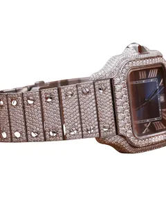 Montre Chronographe Mécanique de Luxe Simple Style Antique Hip Hop avec Diamants Moissanite VVS et Cadran Romain Personnalisé pour Homme - Product Image 2