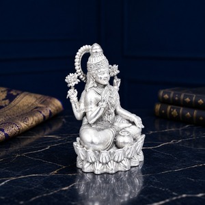 Idole Laxmi en laiton plaqué argent 999, 100% laiton, 2,5x2x3,5cm, 26g, décoration religieuse moderne pour la maison, Diwali, Puja Murti, cadeau - Product Image 4
