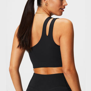 Sujetador Deportivo Corto de Un Solo Hombro con Logotipo Personalizado para Mujer, Soporte Medio, Transpirable, para Fitness, Venta al por Mayor, Top de Yoga para Gimnasio, Opciones de Tallas Grandes - Product Image 5