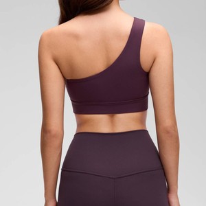Women's Lightweight Breathable High Support Sports Bra With <b>One</b>-Shoulder Gym Wear Yoga <b>Top</b> Fitness Front Logo Halter Neck Bras - Product Image 2