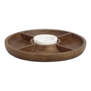 Precio al por mayor de astillas de madera y bandeja para servir inmersión elegante plato de madera de acacia para aperitivos con cuenco separado para DIPS último Chip & DIP - Product Image 5