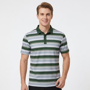 Polo en tricot pour homme, manches courtes, coupe classique, vert, gris, blanc, à motifs, col classique - Product Image 5