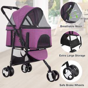 TH-PPS-476 Three Wheel Travel <b>Pet</b> <b>Stroller</b> with Spacious Cabin Lightweight Build and Ventilated Panels - Product Image 4