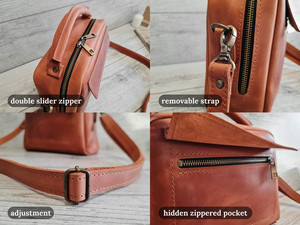 Sac bandoulière en cuir personnalisé pour femme, petit sac à main marron fait main, joli sac à bandoulière, cadeau pour elle - Product Image 5