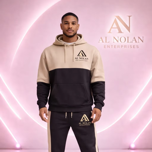 Conjunto Deportivo Premium para Hombre de Dos Tonos – Sudadera con Capucha y Pantalones Deportivos (Logotipo Personalizado, Estilo Urbano) - Product Image 1