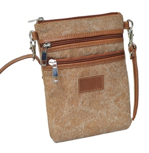 Bolso de hombro Vintage para mujer y niña, organizador de lona con triple cremallera, cruzado hipster - Product Image 1