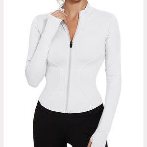 Veste de sport pour femme à demi-zip, manches longues, logo personnalisé, vente en gros, hauts courts de jogging et yoga, vêtements de fitness à capuche pour l'hiver - Product Image 5