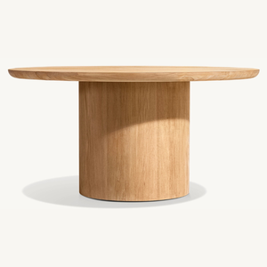 Table ronde en teck au style moderne et épuré, idéale pour les repas en extérieur, robuste et durable. - Product Image 2