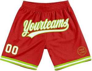 <b>Red</b> Striped <b>Men's</b> Basketball <b>Shorts</b> With Custom Name And Number Elastic Waist Breathable Casual Sport Wear - Product Image 6