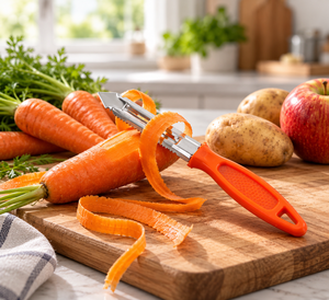 Stainless Steel <b>Vegetable</b> <b>Peeler</b> Orange Handle Manual Potato Fruit Skin Remover for Carrots Cucumbers Kitchen Prep Tools - Product Image 1
