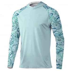 เสื้อเชิ้ตตกปลาแขนยาวมีฮู้ดสำหรับผู้ชาย ลายพิมพ์แนวทะเล ป้องกันรังสียูวี UPF 50 ผลิตจากโพลีเอสเตอร์ - Product Image 3